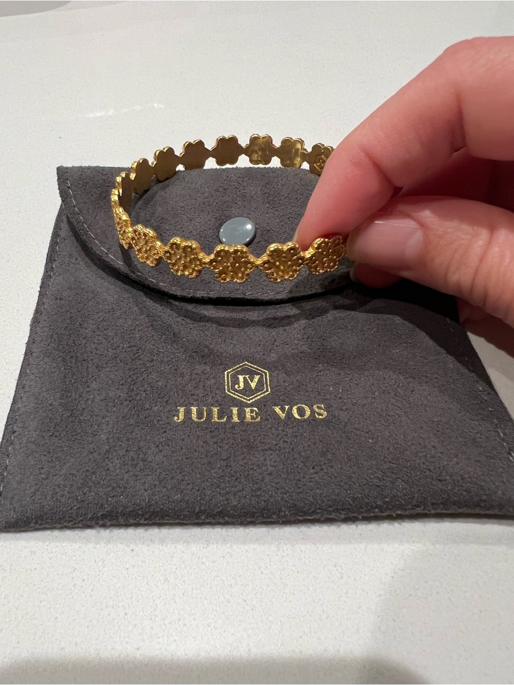 Julie Vos Gold Scalloped Floral Bangle Bracelet